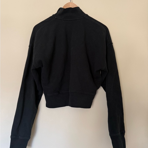 Reformation Marla Half Zip Cropped Sweatshirt Black - Picture 8 of 8